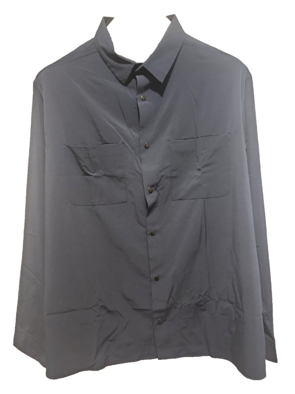 NORTH END 4xl Mens stretch dress Shirt navy blue snap button long sleeve pockets